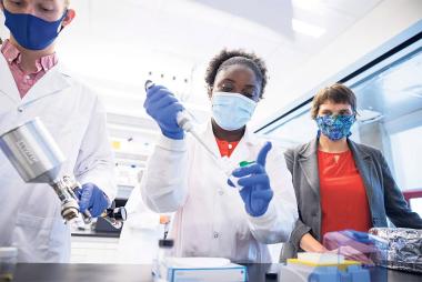 At the University of British Columbia’s BioProducts Institute, students are showing nano-cellulose samples.