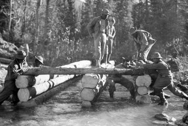 African-American Troops Building Bridge