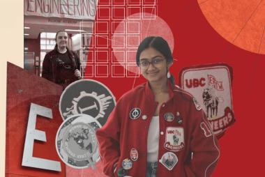 Sajida Chowdhury in her red engineering letter jacket.