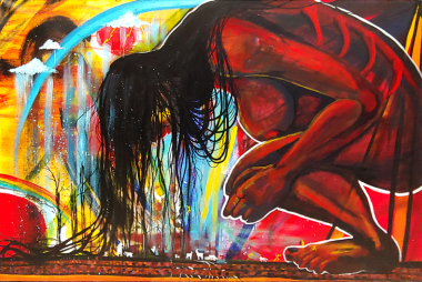 Painting by Coralee Miller, Red Woman, 2021