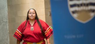 Indigenous person attending UBC Vancouver congregation. Photo credit: Paul H. Joseph / UBC Brand & Marketing.