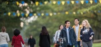 Students walking along Main Mall at UBC. Photo credit: Paul H. Joseph / UBC Brand & Marketing