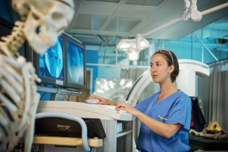Biomedical Engineering student looking at a medical imaging scan