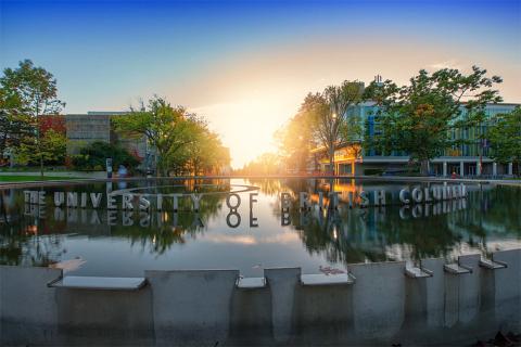 University of British Columbia sign above water