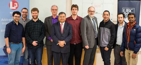 L3 Mapps president with NAME professors and students