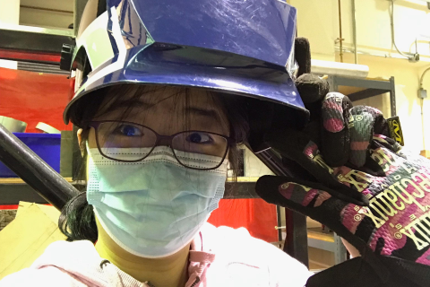 Harran Shi at UBC Rocket Design Team, ready to start her experiments